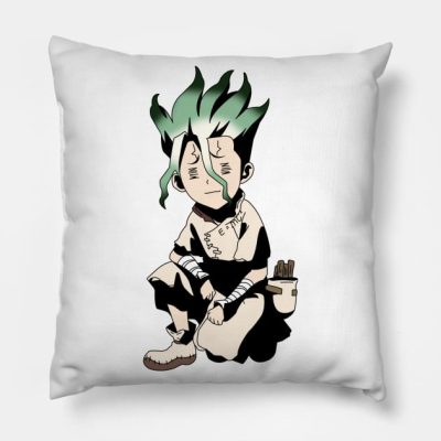 Dr Stone Senku Ishigami Chibi Cute Frail Throw Pillow Official Dr. Stone Merch