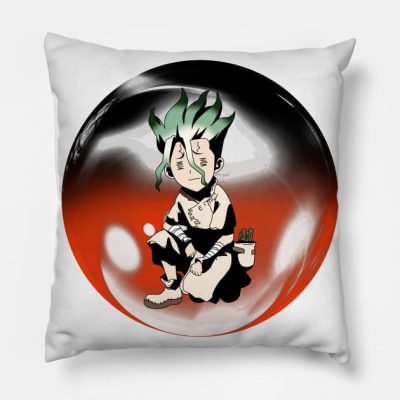 Senku Ishigami Dr Stone Closed Eyes Chibi Throw Pillow Official Dr. Stone Merch