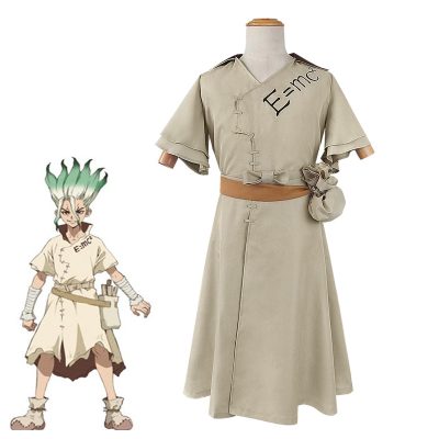 Anime Dr Stone Senku Ishigami Cosplay Costume Short Sleeve Vintage Dress Full Set Halloween Christmas Carnival 1 - Dr. Stone Shop