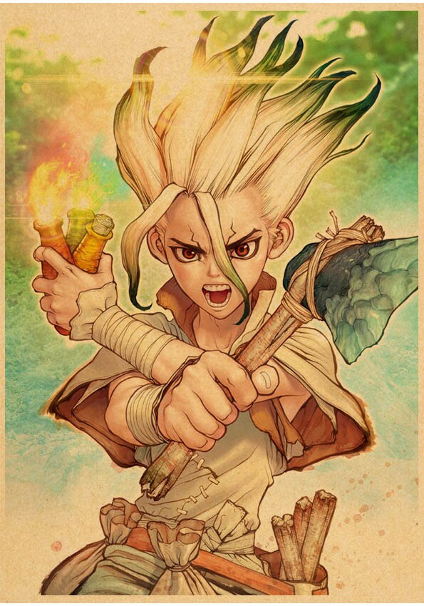 Japanese Anime Paintings Dr STONE Poster Classic Wall Artwork Prints Kraft Paper Vintage Pictures Home Decor 2 - Dr. Stone Shop