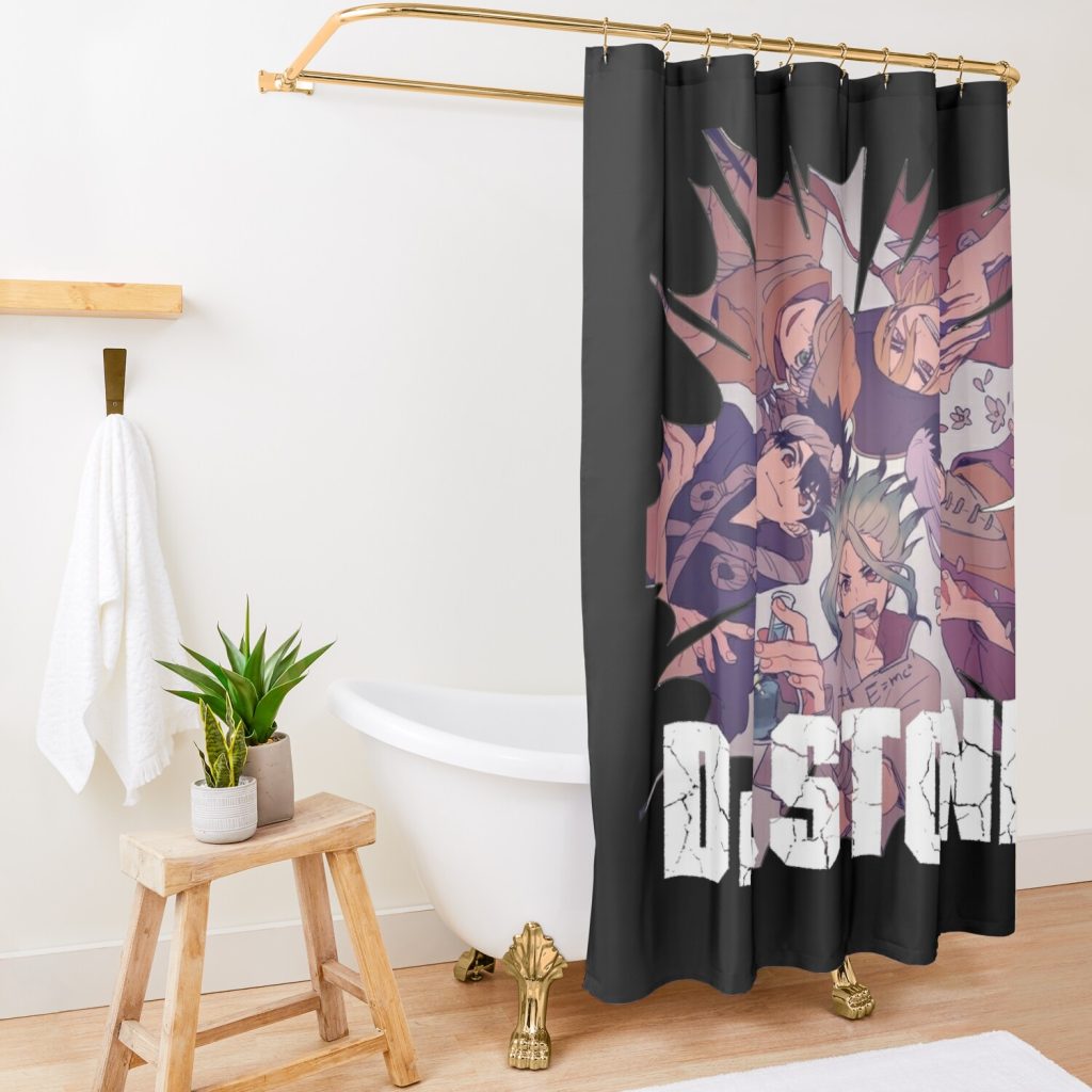 Fanart Dr Stone Merch Anime Shower Curtain Official Dr. Stone Merch