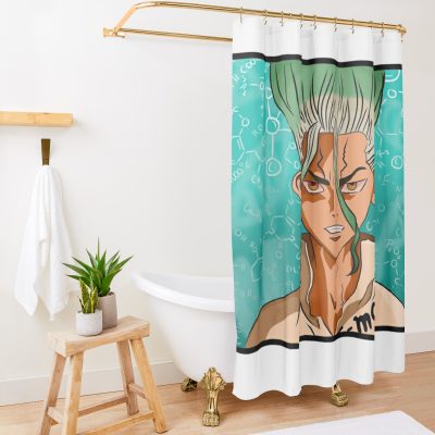 Dr Stone Senku Shower Curtain Official Dr. Stone Merch